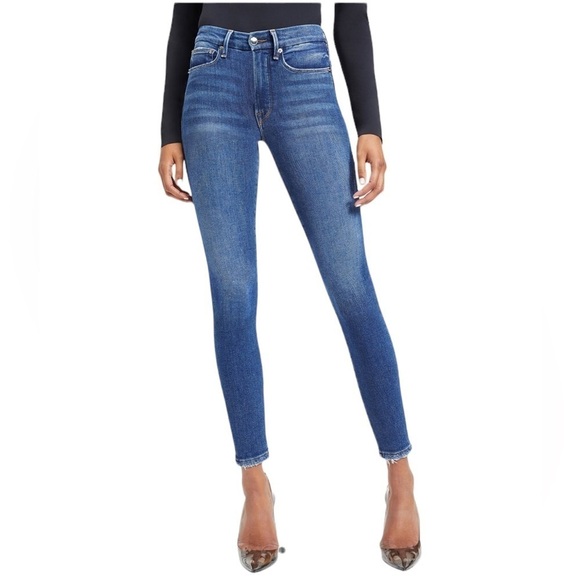 Good American Good Legs Crop Shadow Pockets in INDIGO008 Wash Size 10 / 30 NWOT - Picture 9 of 11